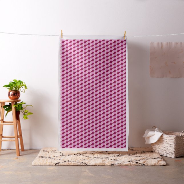 Girly Rosa Tumbling Blocks Seamless Mönster Tyg (In Situ)