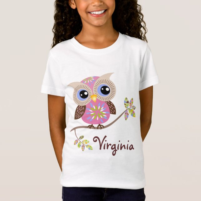 Girly Rosa Uggla Baby Doll T Shirts (Framsida)