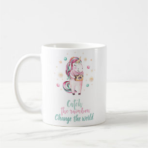 Girly Rosa Unicorn Photo Kaffemugg