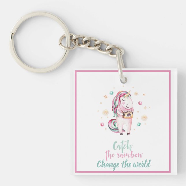 Girly Rosa Unicorn Photo Namn (Framsidan)