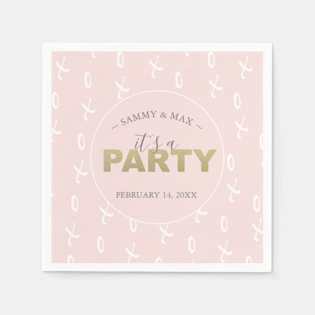 Girly  Rosa Valentine Day Cocktail Napkins Pappersservett (Framsidan)