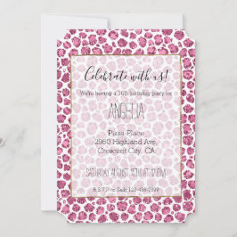 Girly Rosa Vit Glam Glitter Leoprint   Inbjudningar