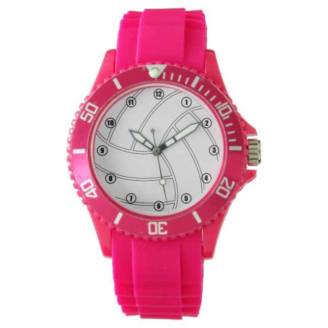Girly Rosa Volleyball Sports Watch Armbandsur (Framsida)