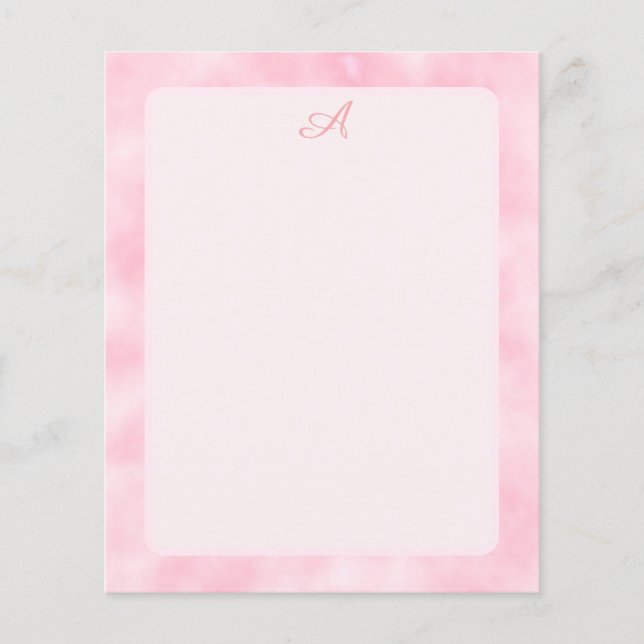Girly Rosa Watercolor Abstrakt Gräns Monogram (Framsida)