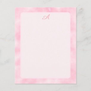 Girly Rosa Watercolor Abstrakt Gräns Monogram