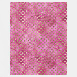 Girly Rosa Watercolor Guld Dots Fleecefilt