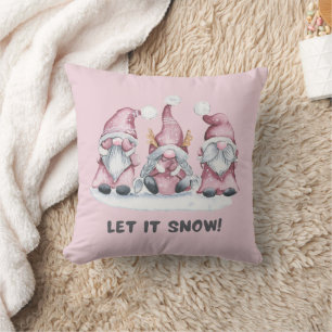 Girly Rosa Watercolor Scandinavian Julgrnome Kudde