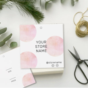 Girly Rosa Watercolor Square Boutique Pris Märkre Fyrkantigt Visitkort