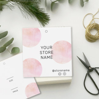 Girly Rosa Watercolor Square Boutique Pris Märkre Fyrkantigt Visitkort