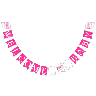 GIRLY ROSA "Welcome Baby" BABY SHOWER Vimplar