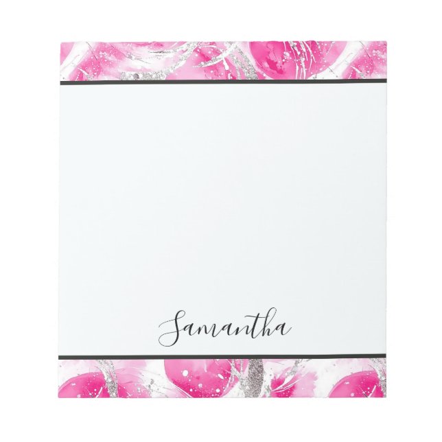 Girly Rosa White Abstrakt Circles Anteckningsblock (Framsida)