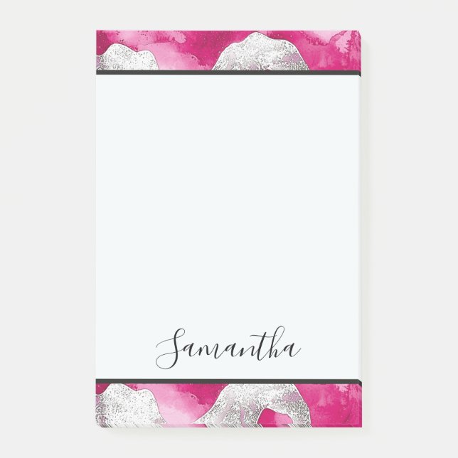 Girly Rosa White Abstrakt Post-it Block (Framsida)