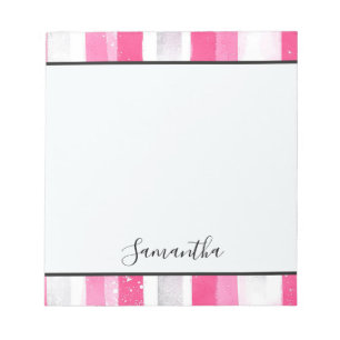 Girly Rosa White Abstrakt Rand Anteckningsblock