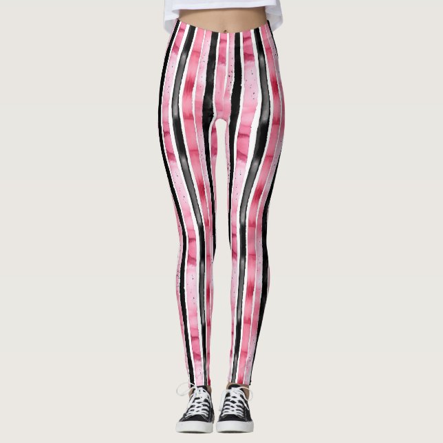 Girly Rosa White Black Rand Leggings (Framsida)