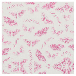 Girly Rosa White Butterflies Watercolor Mönster Tyg