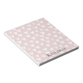 Girly Rosa White Hearts Anteckningsblock