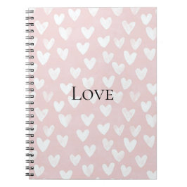 Girly Rosa White Hearts Anteckningsbok