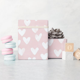 Girly Rosa White Hearts Birthday Presentpapper
