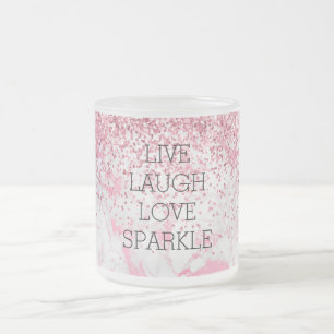 Girly Rosa White Marble Glitter Gnistra Frostad Glasmugg