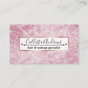 Girly Rosa White Star Zodiac Constellations Nebula Visitkort