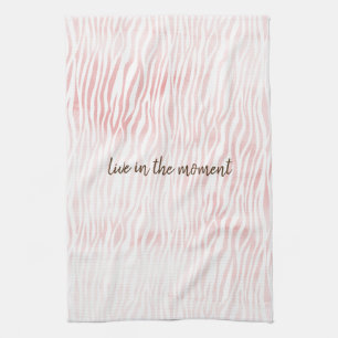 Girly Rosa White Watercolor Animal Zebra tryck Kökshandduk
