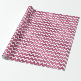 Girly Rosa White Zigzag Rand Presentpapper