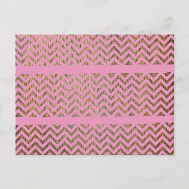 Girly Rosa Wood Chevron Zigzag Andes Mönster Vykort (Framsida)
