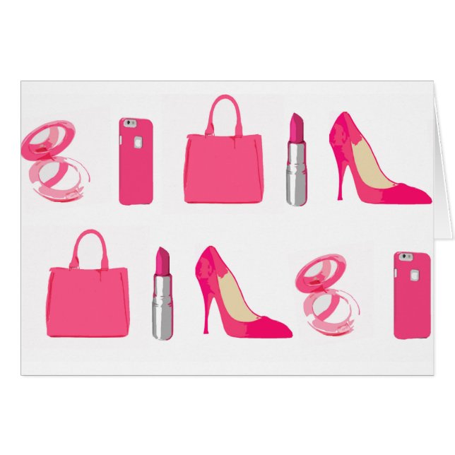 Girly sak-design hälsningskort (Framsidan Horizontal)