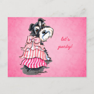 Girly Schnauzer Rosa Dress Off-Leash Art™ Vykort
