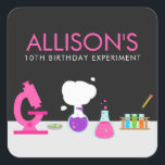 Girly Science Party Fyrkantigt Klistermärke<br><div class="desc">Känner du en tjej som kärlek science? Ett vetenskapligt tema, party, är perfekt för den lilla vetenskapsmannen i ditt liv! Gör det till en fantastisk-födelsedagsfest med "Girly Science Party Stickers" designad av Enchantnya Design Company. De här fyrkantiga klistermärkena har ett vetenskapligt labbmärke som är komplett med sak som ditt barn...</div>