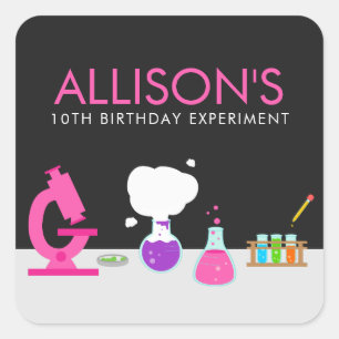 Girly Science Party Fyrkantigt Klistermärke