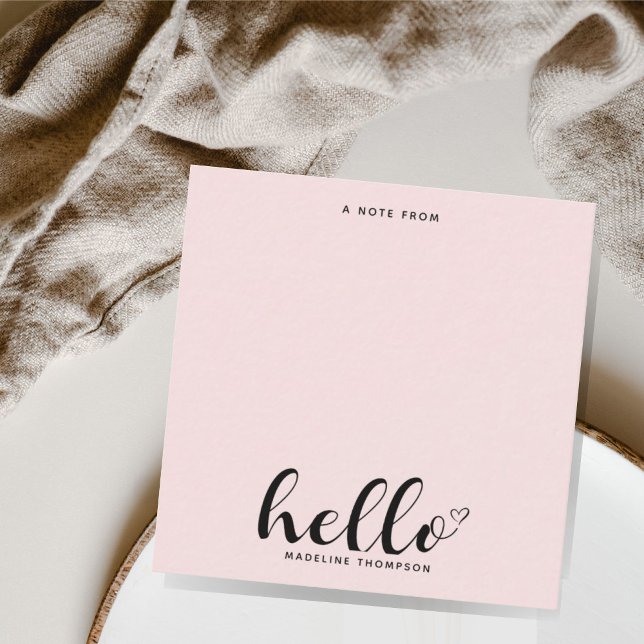 Girly Script Calligraphy Heart  Rosa Anteckningskort (Skapare uppladdad)