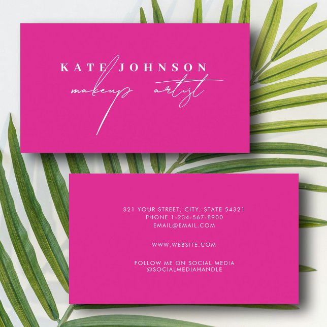 Girly Script Calligraphy Modern Makeup Artist Visitkort (Girly Script Calligraphy Modern Makeup Artist Business Card)