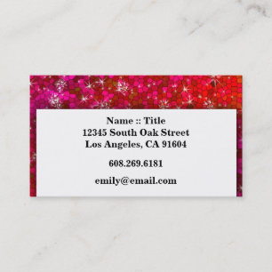 Girly Sequin Rhinestone Glitter Bling Professionel Visitkort