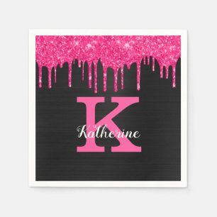 Girly Shock rosa Black Glitter driver Monogram Nam Pappersservett