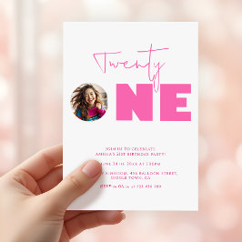 Girly Shock rosa Bold Typography 21 Birthday Party Inbjudningar
