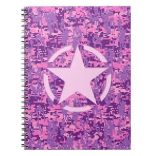 Girly Shock rosa Digital Camouflage Camo Anteckningsbok