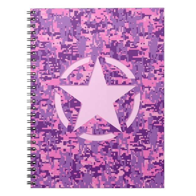 Girly Shock rosa Digital Camouflage Camo Anteckningsbok (Framsidan)
