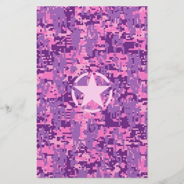 Girly Shock rosa Digital Camouflage Camo Brevpapper (Framsida)