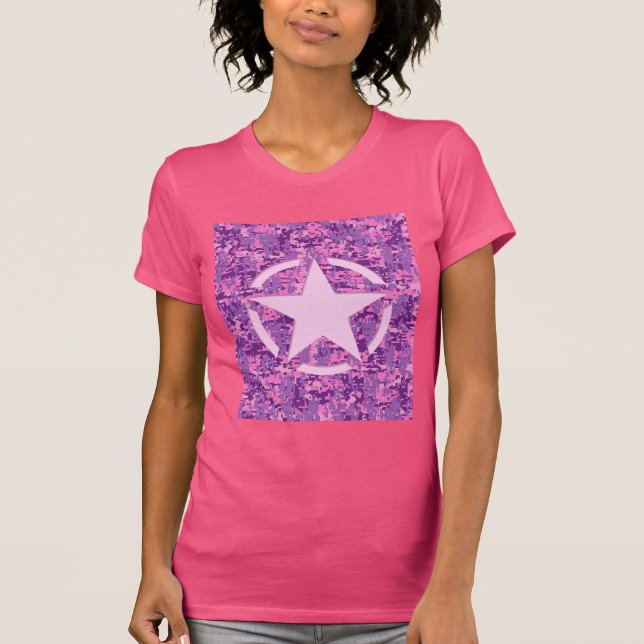 Girly Shock rosa Digital Camouflage Camo Tee (Framsida)