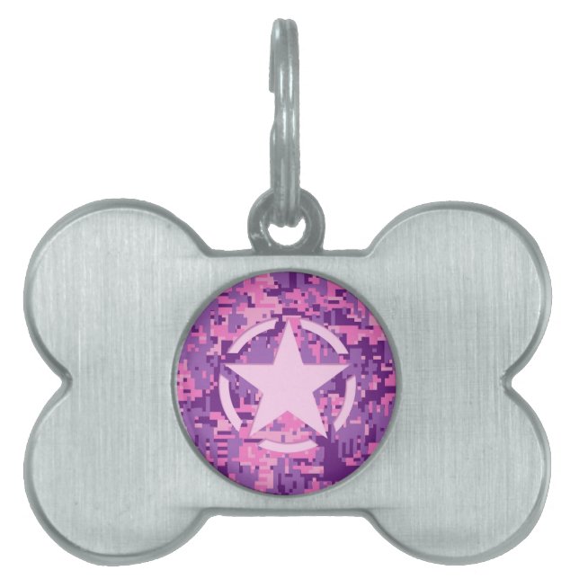 Girly Shock rosa Digital Camouflage Decor ID-bricka Husdjur (Framsidan)