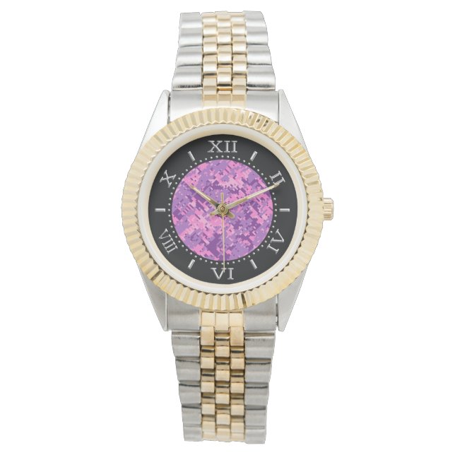 Girly Shock rosa Digital Camouflage Dial Armbandsur (Framsida)