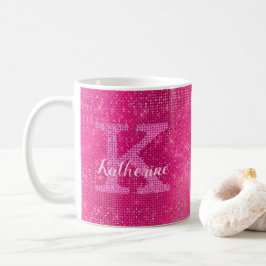 Girly Shock rosa Gnistra Glam Monogram Namn Kaffemugg