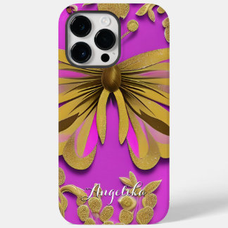 Girly Shock rosa Guld Butterfly Personlig Namn