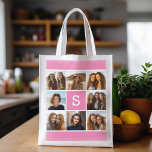 Girly Shock rosa Instagram Photo Collage Monogram Återanvändbar Påse<br><div class="desc">Du kan använda foton för den här designen. Använda 8-kvadratfoton som skapar en unik och personlig gåva. Eller så kan du behålla hipstervalpen och göra ett trendig till keepy. Om du behöver justera bilder klickar du på verktyg för att anpassa ändringar.</div>