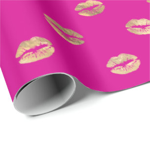 Girly Shock rosa Kiss Läppar Mönster Presentpapper