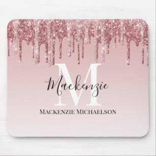 Girly Shock rosa Ombre Glitter Monogram Namn Musmatta