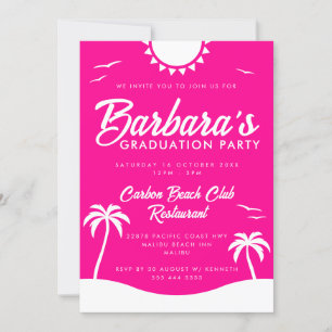 Girly Shock rosa Summer Beach Studentfest Inbjudningar