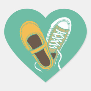 Girly Shoes & Sneakers Heart Bröllop (Mint) Hjärtformat Klistermärke
