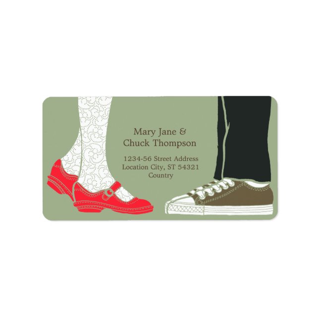 Girly Shoes & Sneakers Illustrated Bröllop (Camo) Adressetikett (Framsidan)